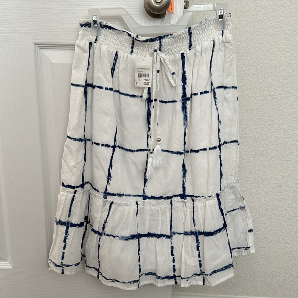 White and blue cotton skirt size medium